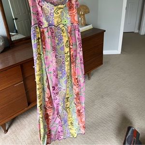 ASOS Design Scallop Edge Cut Out Back Midi Sundress in mixed paisley floral